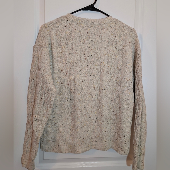 J.Crew Cream Cable Knit Speckled Confetti Sweater S Cabincore Grandmother Cozy - Picture 6 of 6